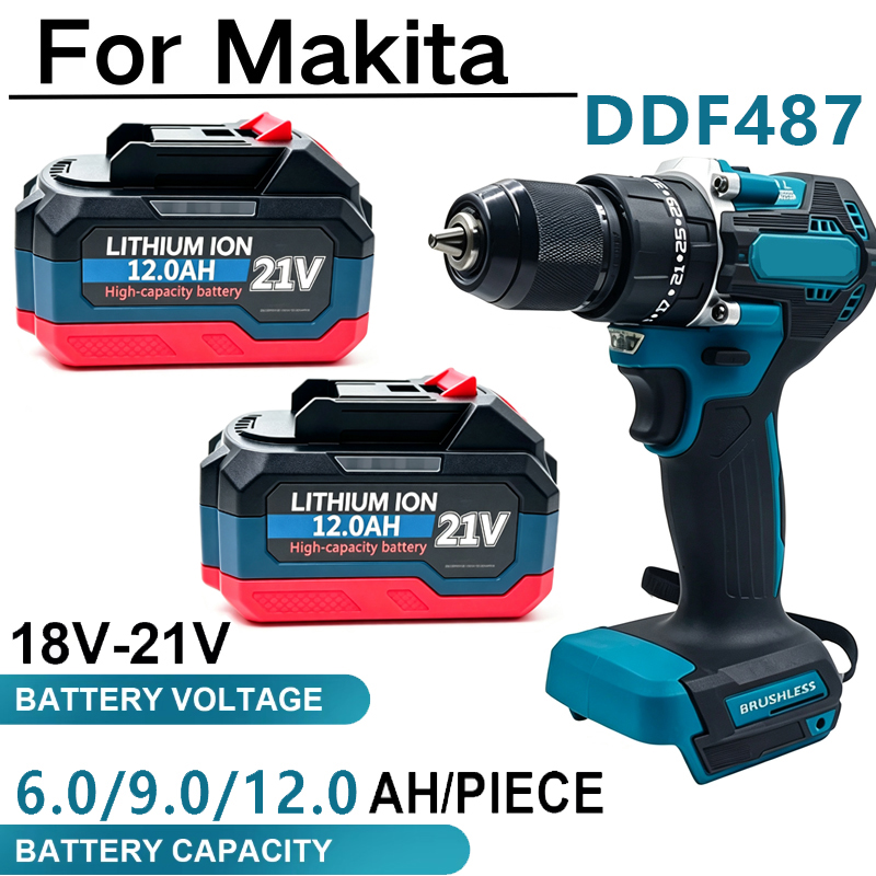 Makita Drill Ddf484 - 18-21V pil 12.0Ah şarj edilebilir pil